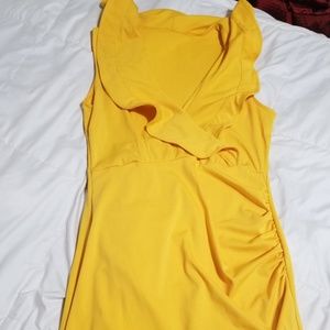 Sexy yellow evening dress